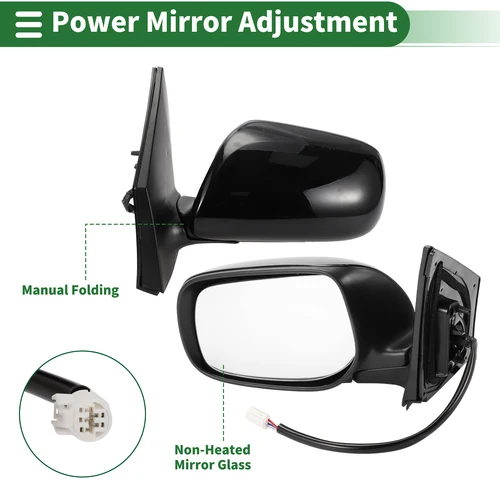 Imagen 2 del producto UXCELL Espejo de puerta lateral izquierdo y derecho Conjunto de espejo retrovisor de repuesto para Toyota Corolla 2009-2013 Ajuste del espejo eléctrico