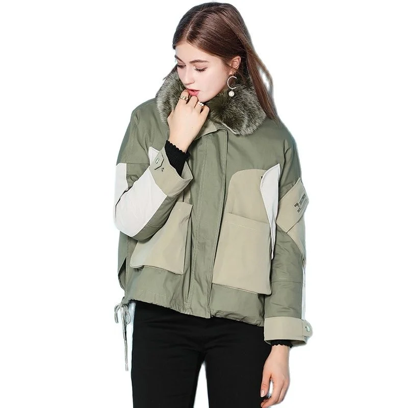 Imagem -03 - para Baixo 2023 Inverno Feminino Cabolsa Branco Forro de Pato Destacável Curto Quente Puffer Jaqueta Feminina Solta Parka Real Gola de Pele de Raposa