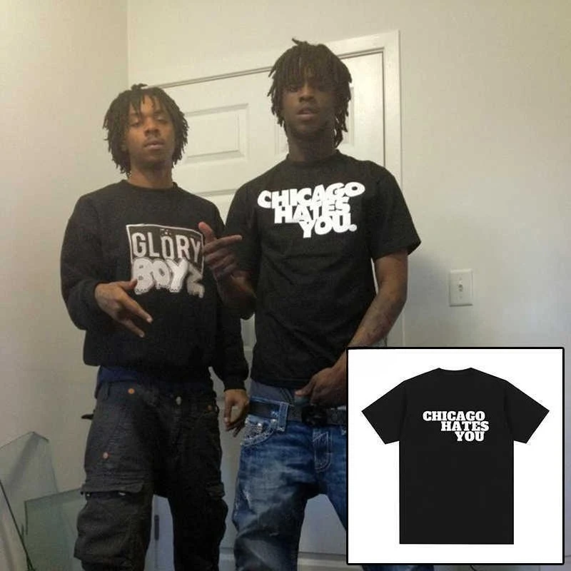 تي شيرت Chief Keef بأكمام قصيرة Chicago Hates You Letted-print Male and Female Street Rappers #1