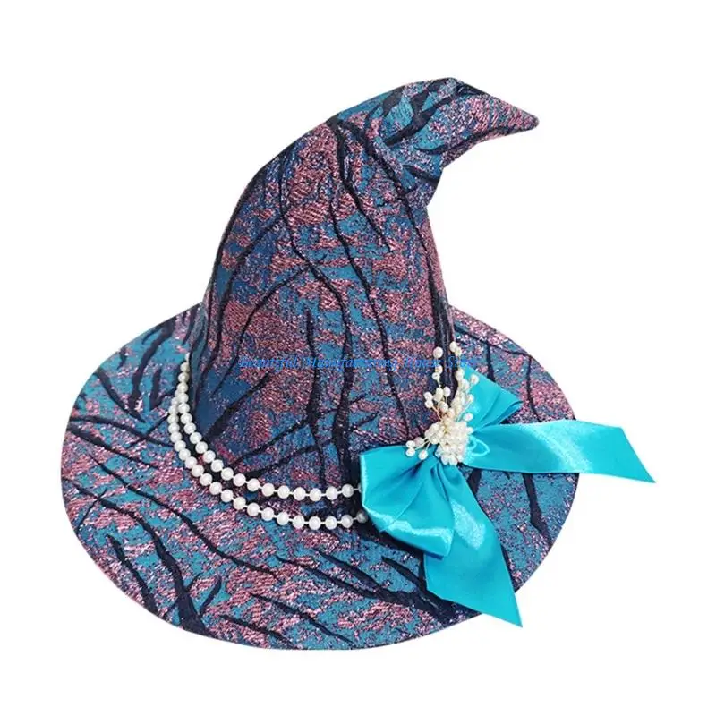 

E56A Blue Wizard Hat Halloween Witch Hat Cosplay Witch Hat Party Costume Wizard Hat