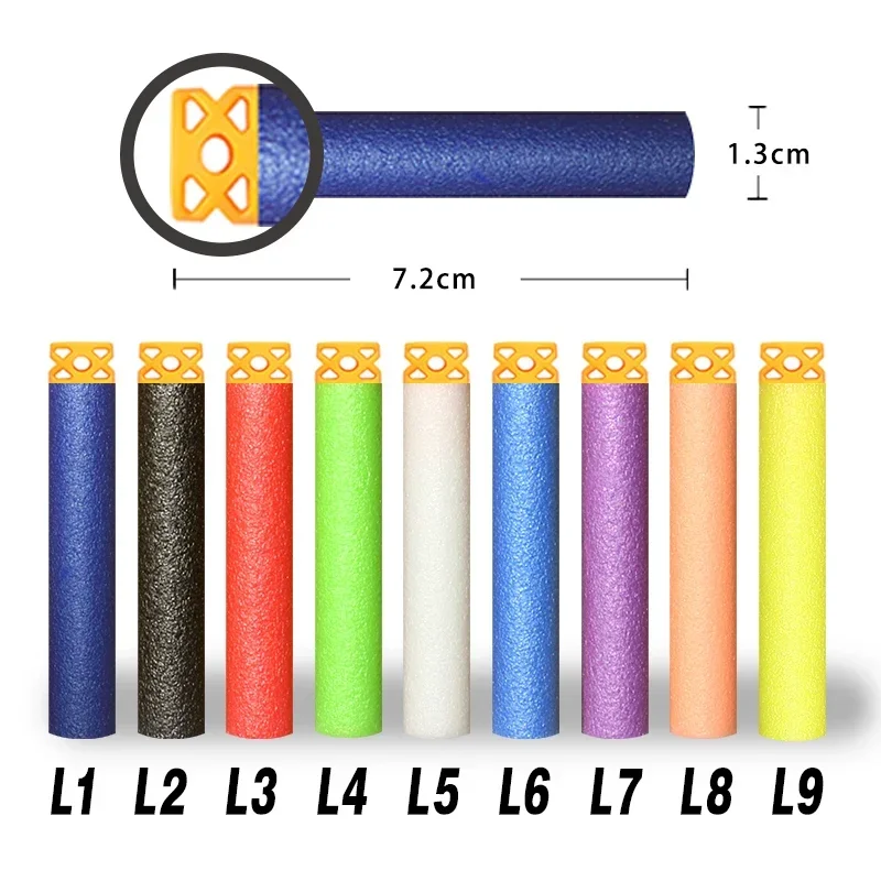 300Pcs Multicolor 7.2CM EVA Soft Hollow Hole Head Refill Darts Toy Guns Bullets for Nerf Series Blasters Kids Gifts