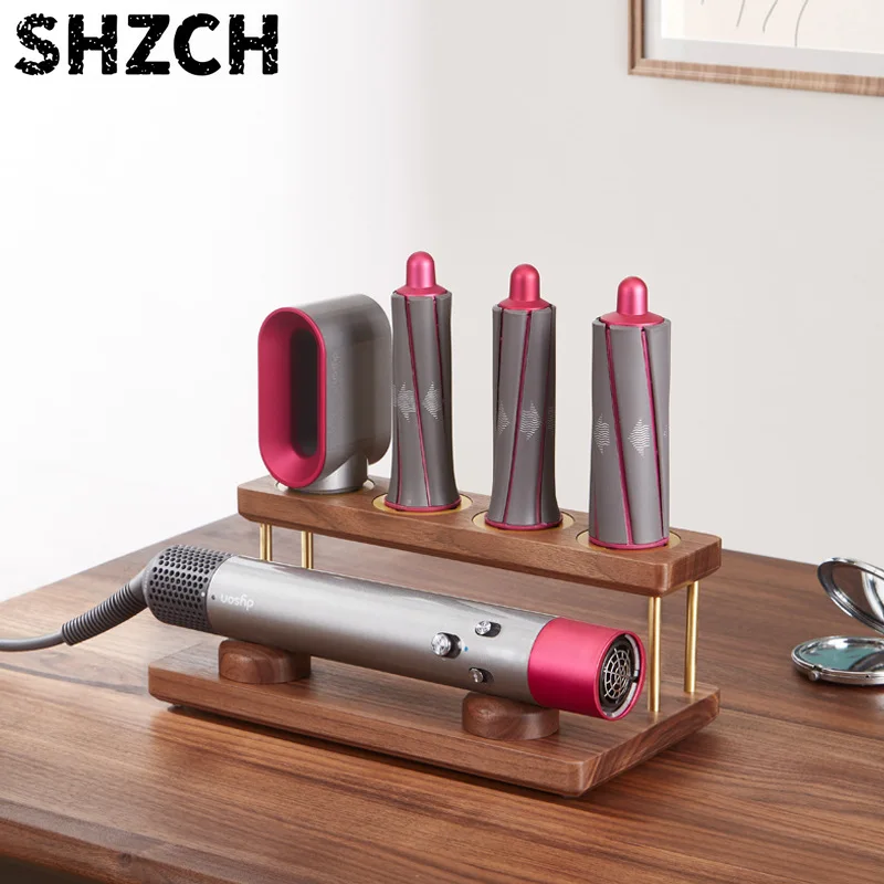 Para soporte  rizador Dyson, estante  almacenamiento  mara  nogal negro, soporte  escritorio Vertical para herramien
