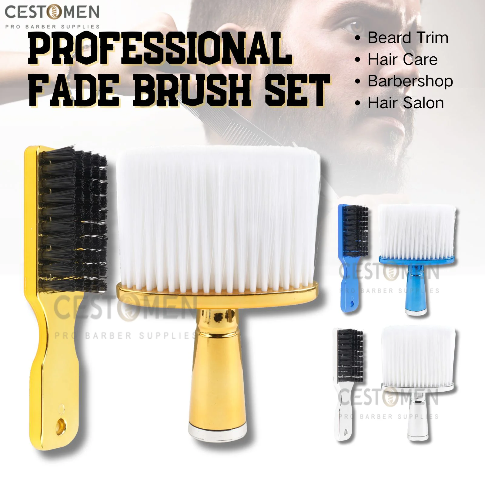 Professional 2PCS Hair Cleaning Fade Brush Sets Barber Hair Remove Soft Hairdressing Cutting Salon Styling Duster Neck Hairbrush