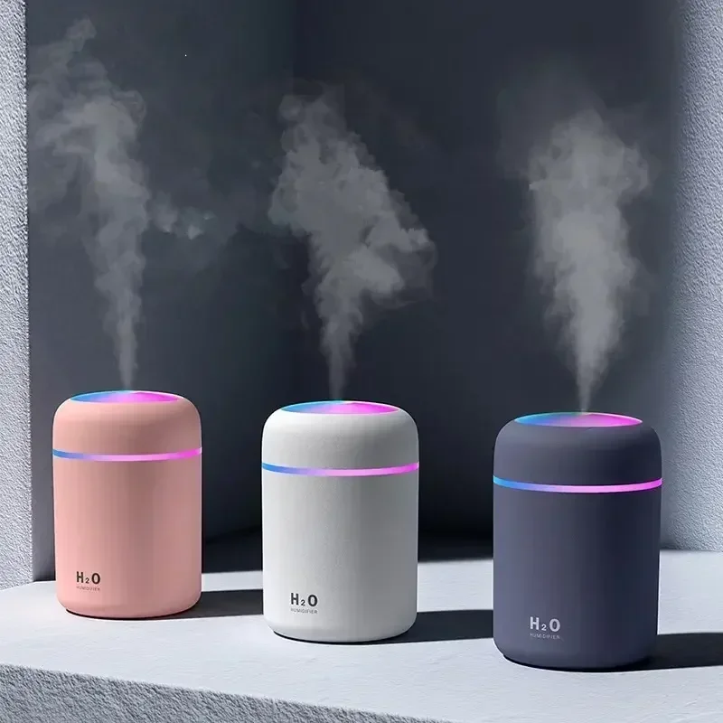 Portable LED light mini 300ml h2o Spray Mist humidifier Double Wet Aroma Essential Oil Diffuser Car usb air humidifier image 4
