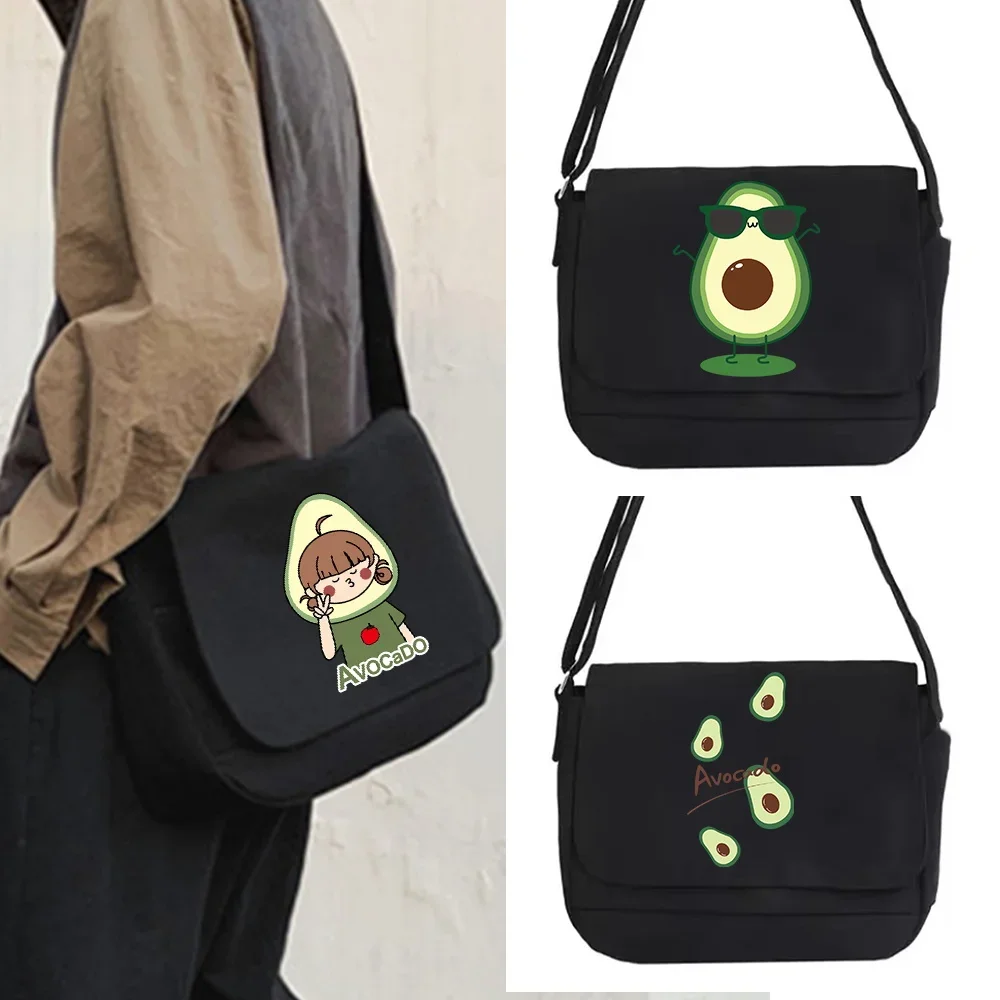 Messenger Bags for Women Canvas Shoulder Bag Casual All-match Canvas Crossbody Case Avocado Print Satchels Shopper Organizer