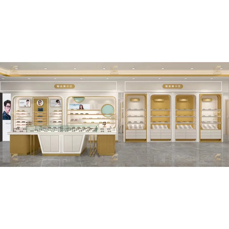 custom.Custom Modern Optical Shop Furniture Durable Aluminium MDF Interior Design Eyewear Retail & Mall LED Light