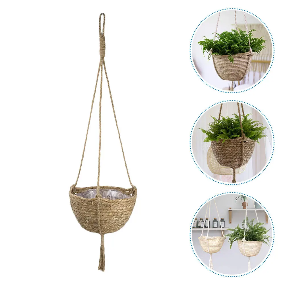 

1Pcs Hand-Knitted Hanging Planter Basket Premium Material Practical Decorative Bonsai Basket for Indoor Outdoor Hanging