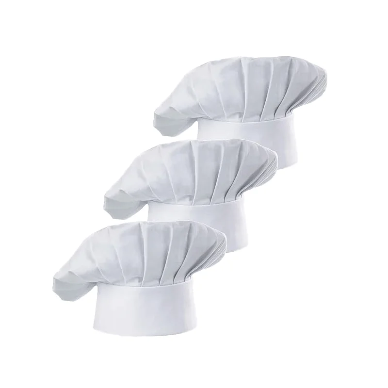 3pcs Chef Hat Adult Adjustable Elastic Baker Kitchen Cooking Chef Cap, Suitable for Catering Colleges, Schools, R