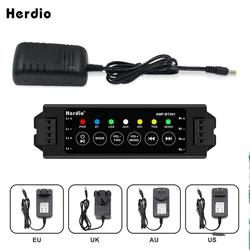 Herdio 4-Way Home Power Amplifiers Audio Bluetooth & Aux Mini Amplifier for Bathroom Wall Ceiling Speakers EU/US/UK/AU Plug