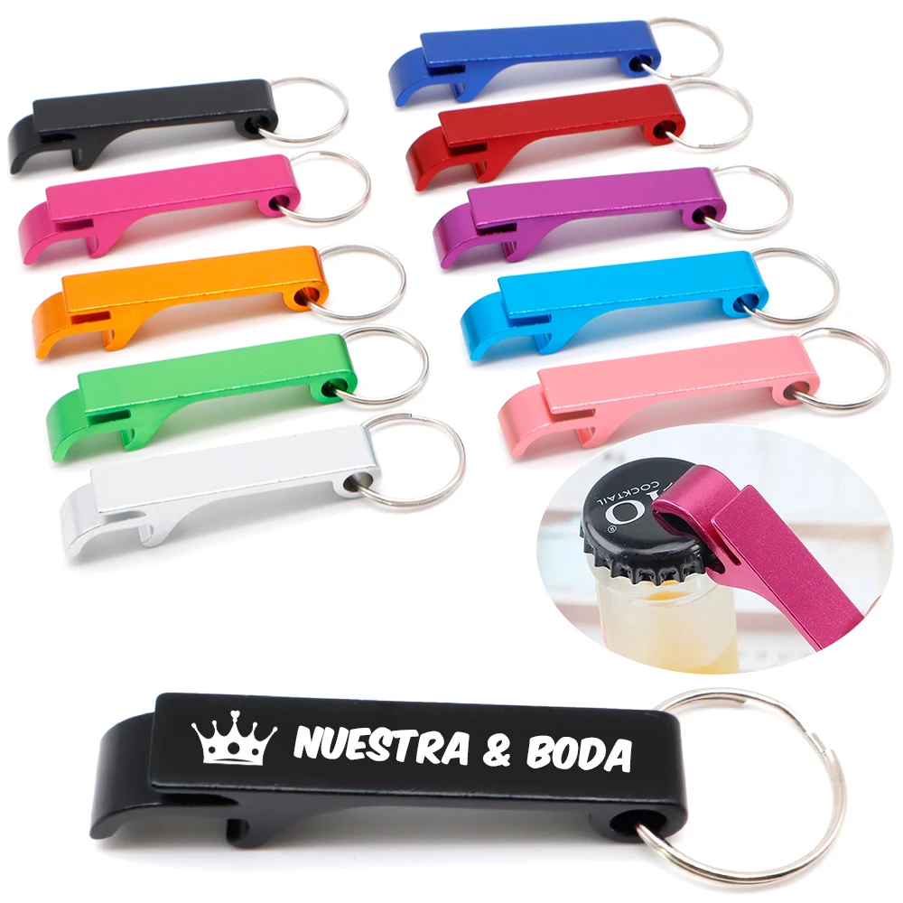 20 50 100 Uds. Abrelatas pequeño de regalo personalizado llavero con anilla abridor de latas promoción de restaurante regalos con logotipo regalo de boda