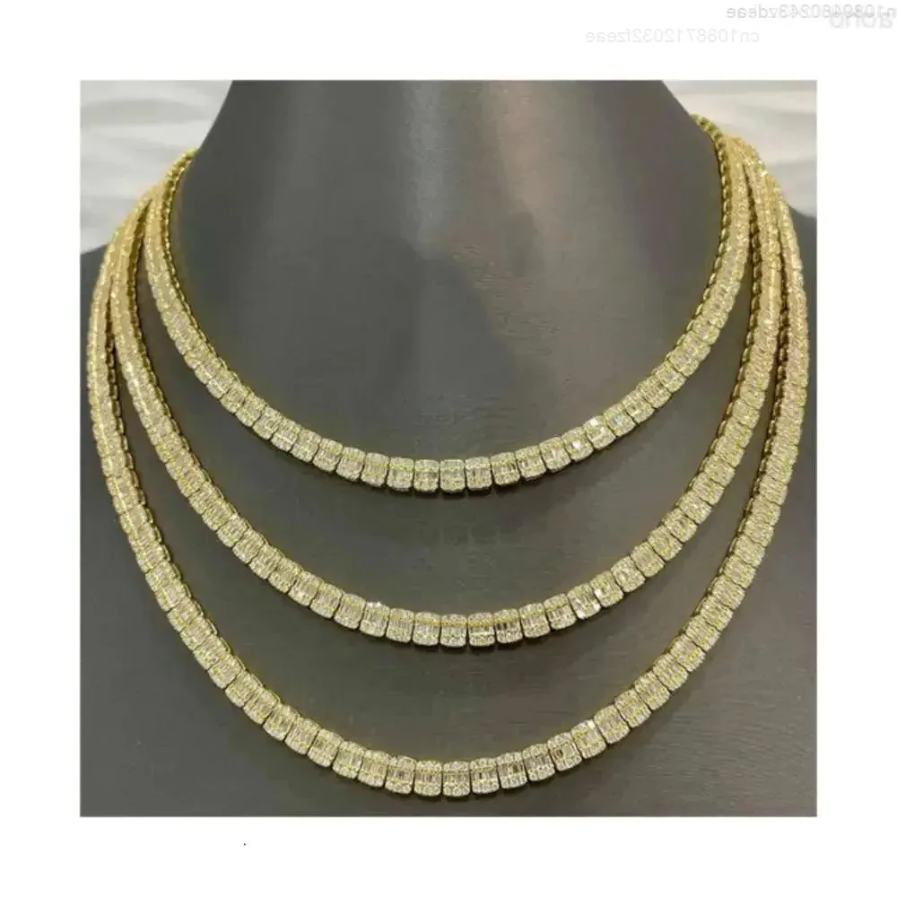 

Arrival 6mm Baguette Tennis Chain Diamond Stubbed 925 Sterling Silver White Gold Plated