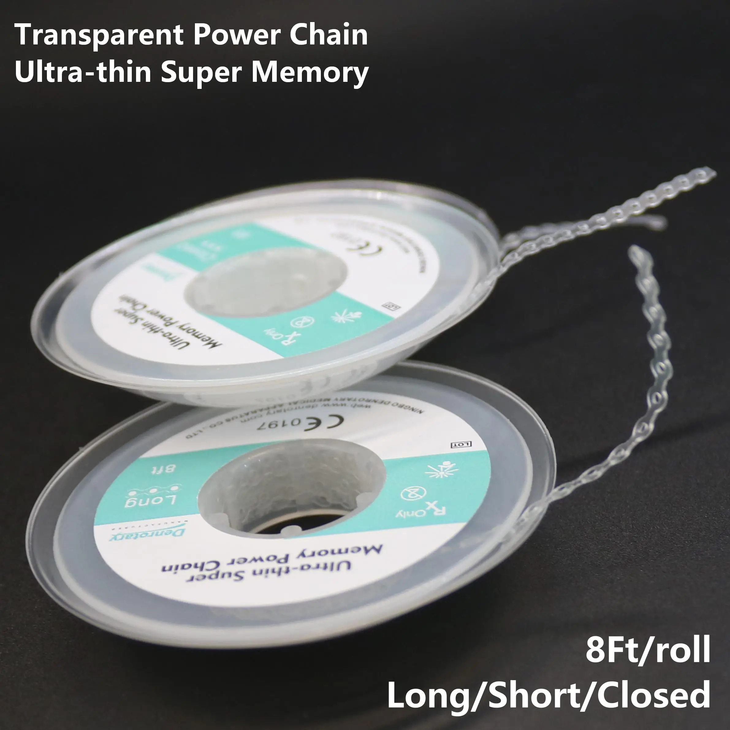 HBC Dental 8Feet/Roll Orthodontic Super Memory Dental Power Chain Transparent Ultra-thin