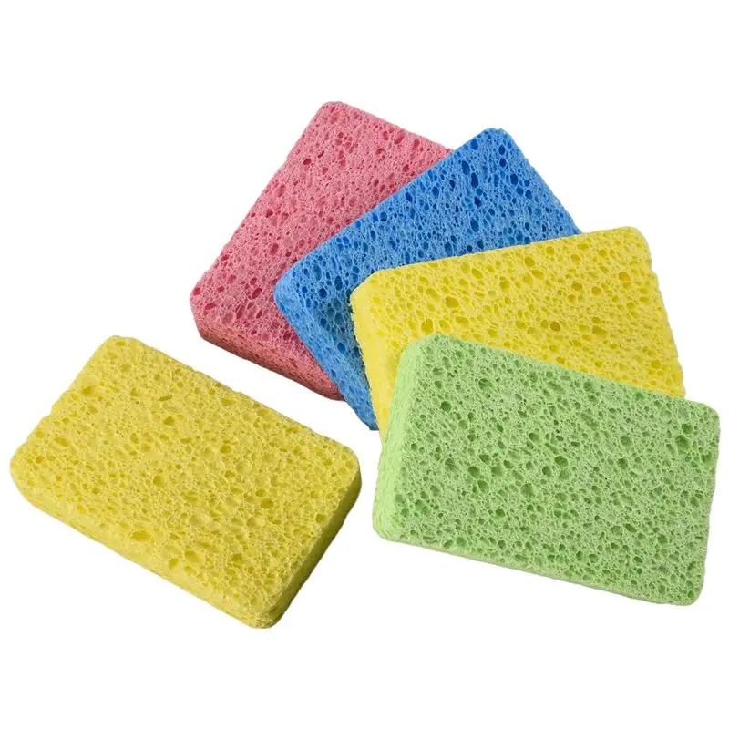 AEE4-Large Cellulose Sponges,Kitchen Sponges For Dish, Duty Scrub Sponges,Non-Scratch Dish Scrubber Sponge For Cookware 5 Pcs