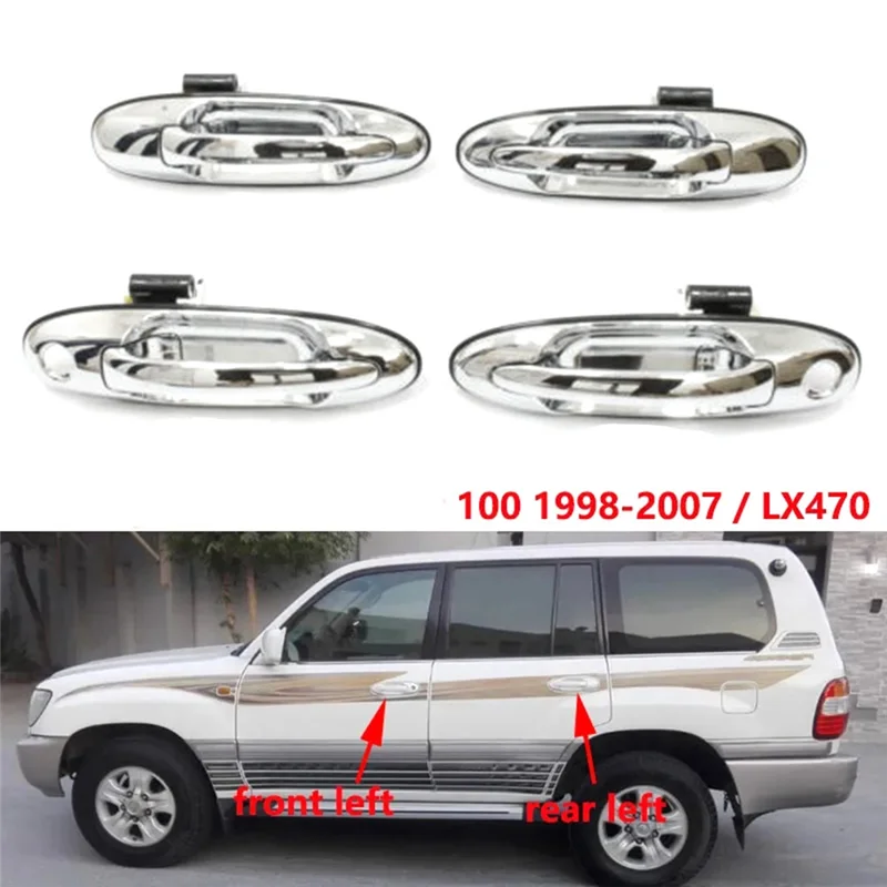 4 pezzi per Toyota Land Cruiser LC100 4500 4700 1998-2007 Auto Anteriore Posteriore Sinistra Destra Esterno Maniglia Esterna