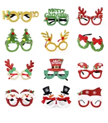 Christmas Glasses Frame Glitter Xmas Party Eyeglasses Christmas Costume Glasses Eyewear Party Favors Decorations for Kids