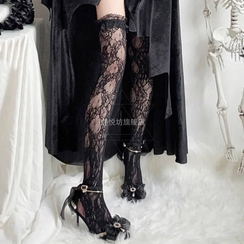 White Lace Mesh Socks Lolita JK Stockings Lolita Black Sexy Knee Socks Halloween Clothing Accessories