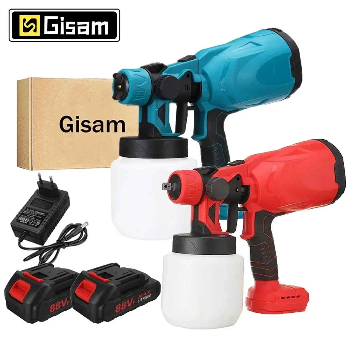 

Gisam 800ML Electric Spray Gun With 3 Nozzle Paint Sprayer Auto House Steel Coating Airbrush Power Tool For Makita 18V Battery