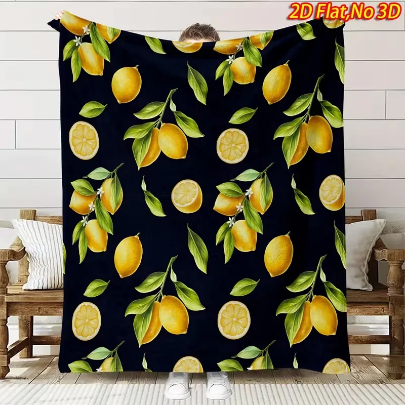 Sweet Watercolor Strawberry Floral Flannel Blanket Soft Lightweight Fruit Print Blanket All Season Sofa Bed Office Decor