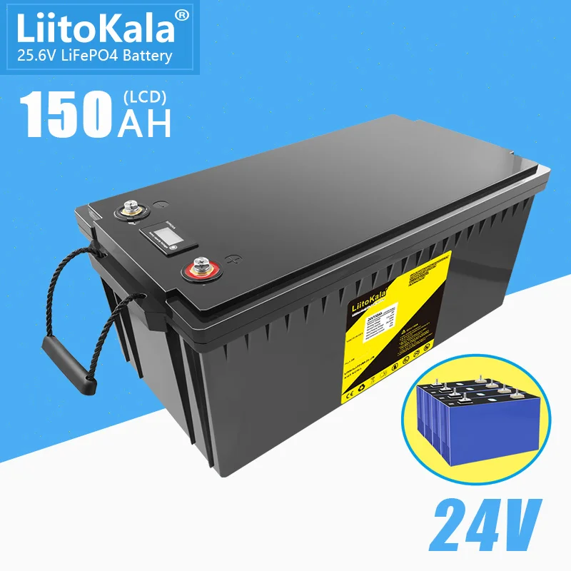 LiitoKala 24V 100Ah 150Ah 60Ah 80Ah Lifepo4 Battery for 8S 25.6V 120Ah 200Ah RV Campers Golf Cart Off-Road Off-grid Solar Wind