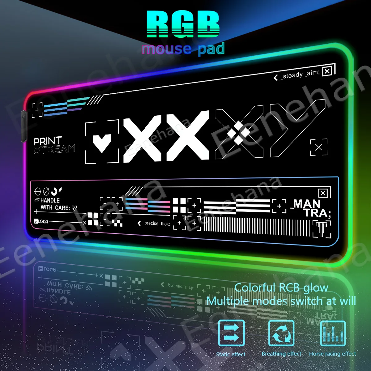 

RGB CSGO Large Black Mouse Pad PC Gaming Accessories Computer Emit Light Gamer Desk LED XXL Extended Pads Home Office Setup Rug