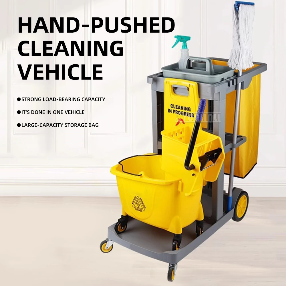 Multi-functional Cleaning Cart Linen Cart Property / Mall / Hotel / Guesthouse Cleaning Cart Service Cart Cleaning Trolley