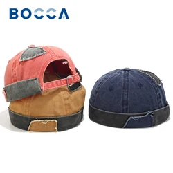 Bocca Washed Color Docker Cap bez daszka Czapka bez ronda Splicing Regulowane czapki Czapka z daszkiem dla mężczyzn Kobiety Vintage Hip Hop