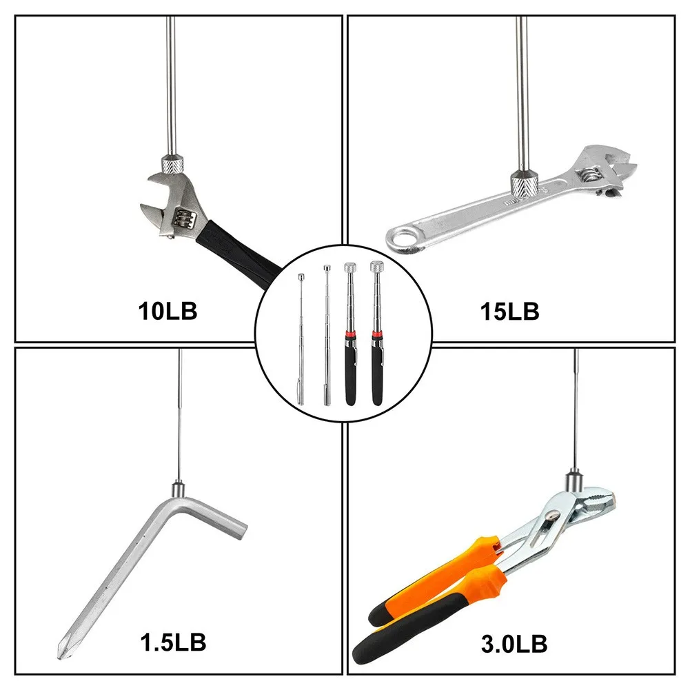 Pick Up Tool Telescopic 1 Set 1.5-15Ib 4pcs Extend Inspection Flexible Magnetic Multipurpose Pick-Up Tool  Pick