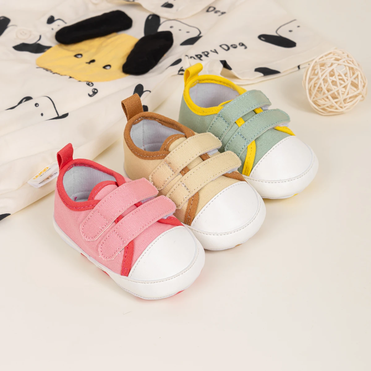 

KIDSUN Newborn Baby Girls Canvas Shoes Cotton Sole Anti-slip Soft Sole Casual Sneakers First Walkers Shoes ﻿for 0-18 Months