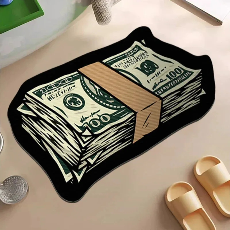 VIKAMA Anti-Slip Dollar Bill Rug, Creative Currency Print Machine-Washable Mat, Ideal for Entryways, Unique Non-Slip Floor Decor