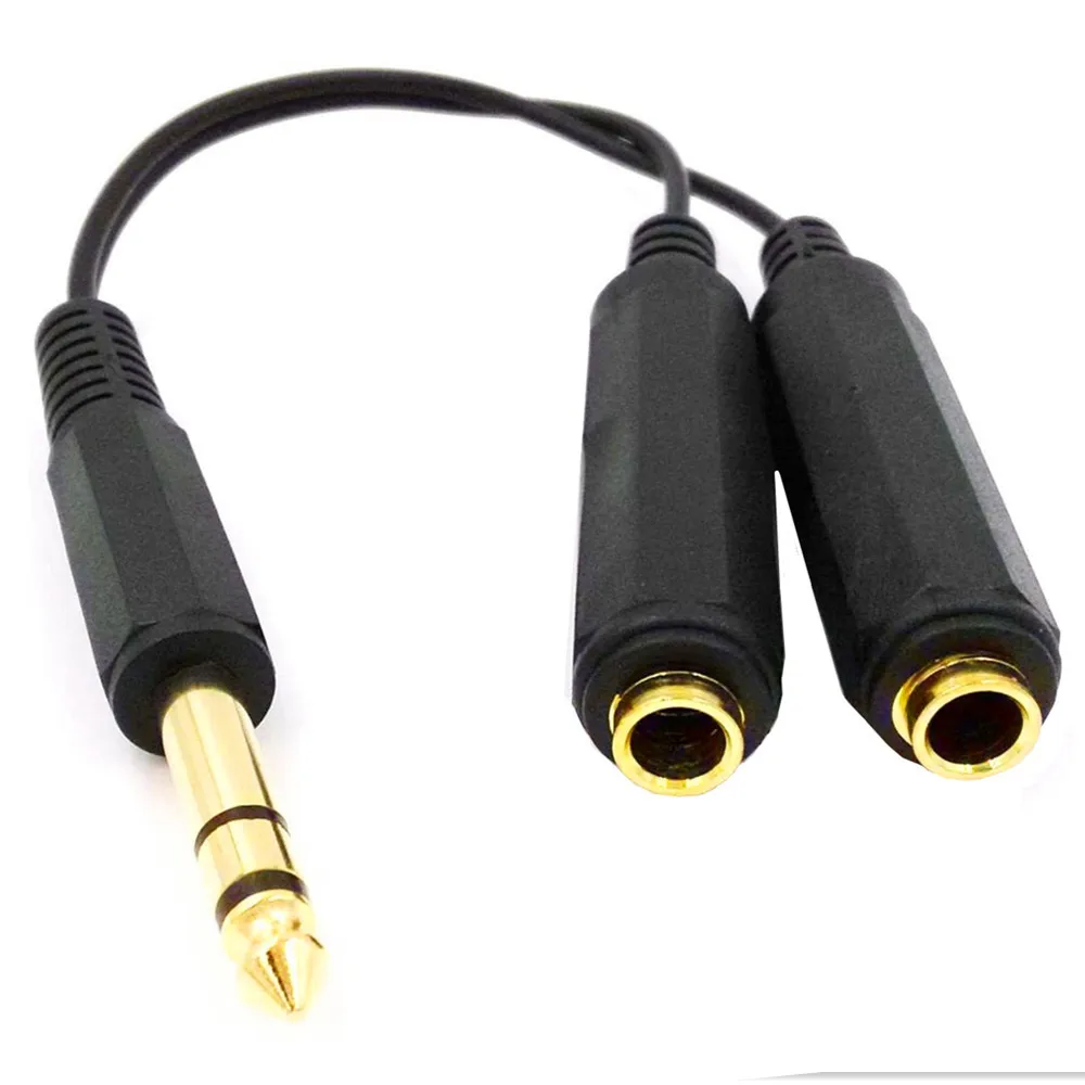 1 to 2 Stereo Audio Cable Splitter 6.35mm Male to Female Jack Plug Adapter Speaker Extend Cord Converter Audio Wire