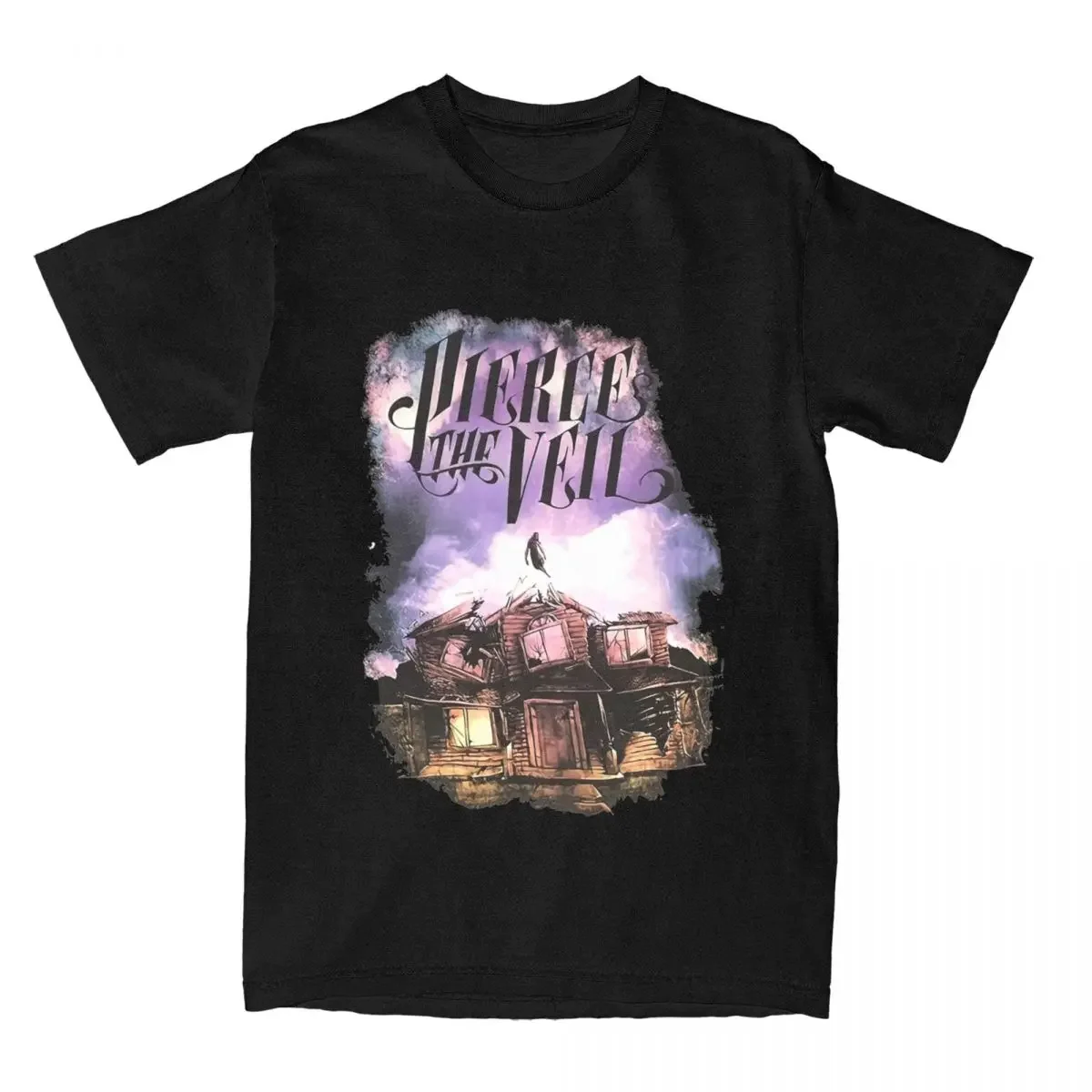 Pierce The tops Collide With The Sky Men T Shirts rock band Accessories Amazing Tee Shirt T-Shirts 100% Cotton Tops Round Neck