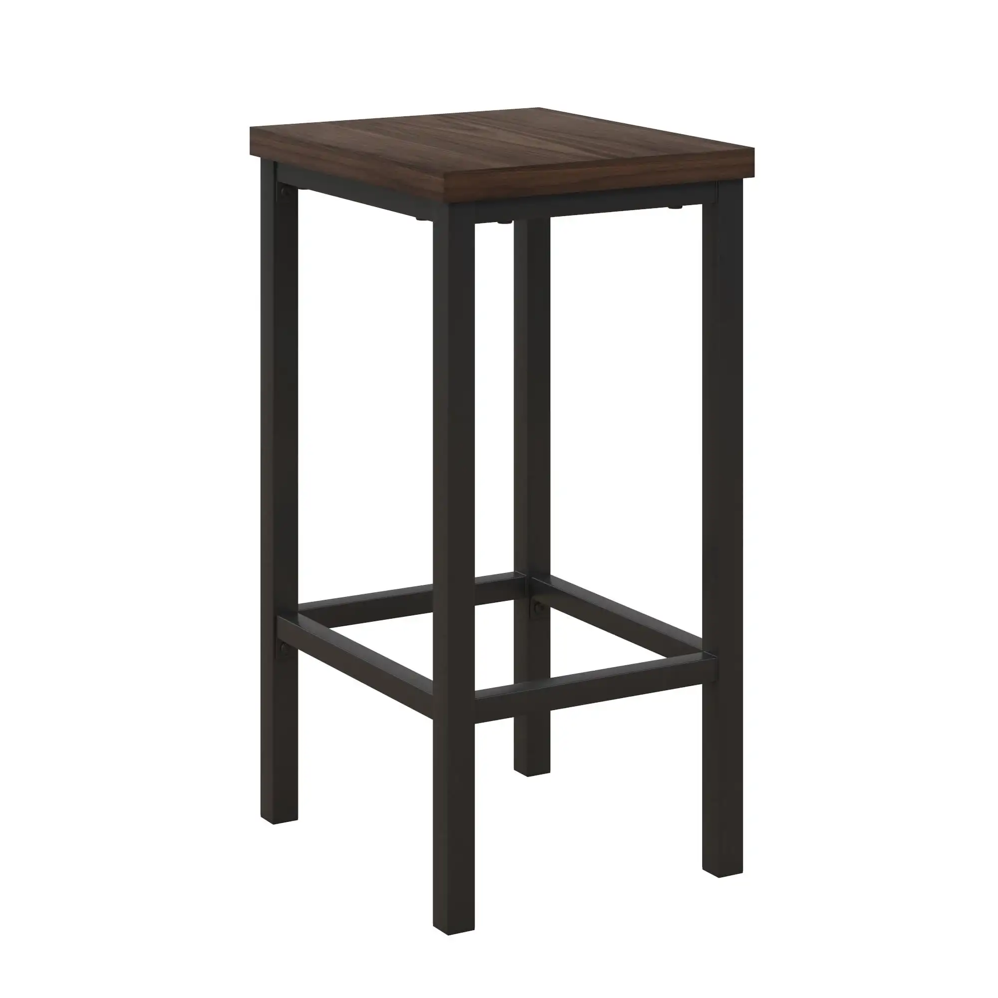 3 Piece Dining Pub Set  Iron Frame Counter Height Bar Table with Backless Barstools, Espresso