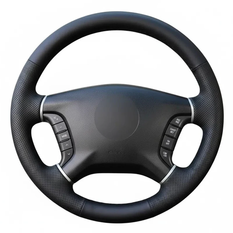 Handgenähter Lenkradbezug für 2009 2013, Mitsubishi Delica 2006 2007 2012, Pajero, Mikrofaser-Leder