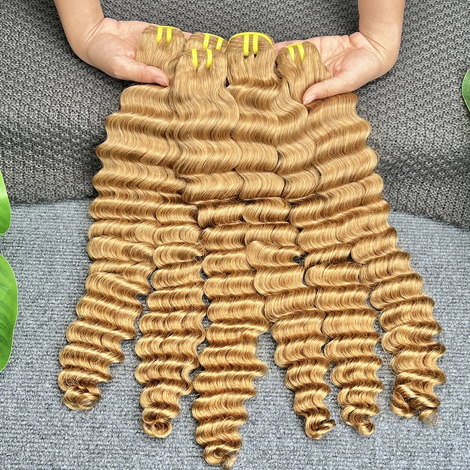 # 27 fasci di capelli umani colorati a onda profonda 100% doppia trama 18-26 pollici estensioni del tessuto dei capelli vergini vietnamiti 100 grammi per le donne