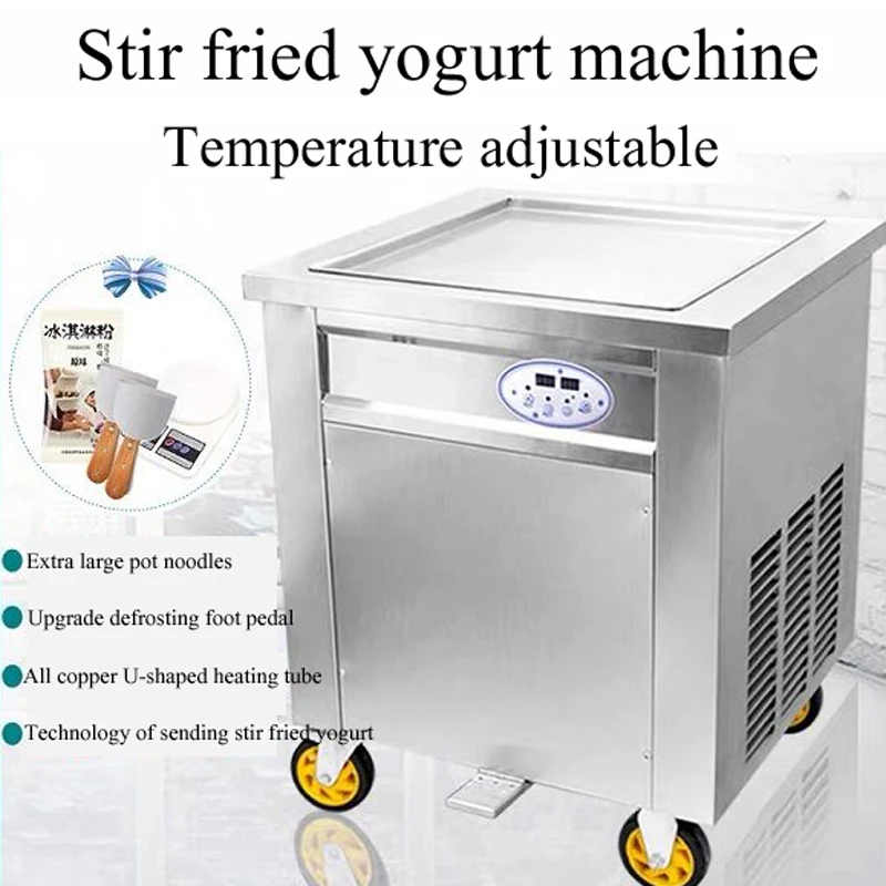 Commercial Fried Ice Cream Roll Machine Stainless Steel Temperature Control Single-Pot Stir-Fried Milk Roll Machine