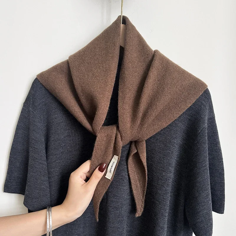 Wool Knit Triangle Scarf Wrap - Multi-Functional Winter Head Cover for Women, Warm Versatile Shawl & Neck Warmer