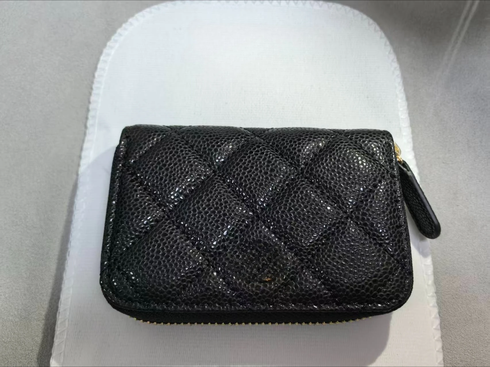 Wallet Bag double letter solid color buckle lambskin caviar pattern handbag shoulder bag gold logo