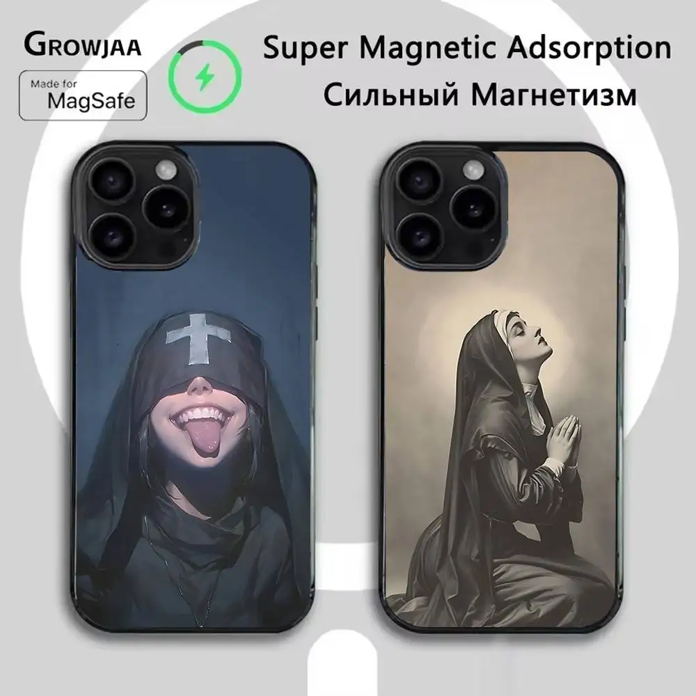 

Cool Nun Painting Hot Phone Case For iPhone 16e,16,15,14,13,12,11,Plus,Pro,Max,Mini Magsafe Magnetic Wireless Charging