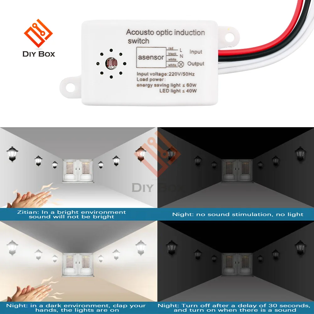 AC85-265V 100w interruptor de sensor infravermelho automático pir micro-ondas radar corpo sensor de movimento módulo 220v 40w interruptor indutivo óptico acústico