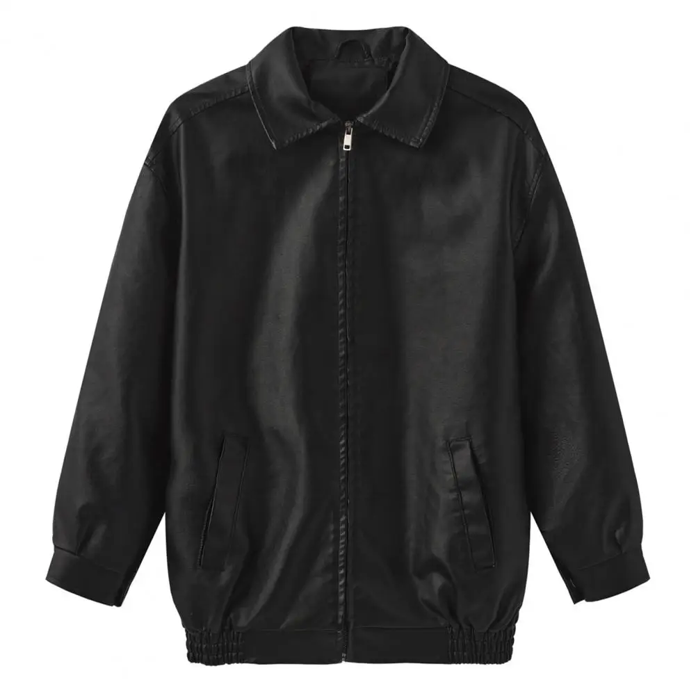 Chaqueta de piel sintética para motocicleta para mujer, abrigo elegante de piel sintética con solapa y cremallera, chaqueta de motocicleta de manga larga para invierno