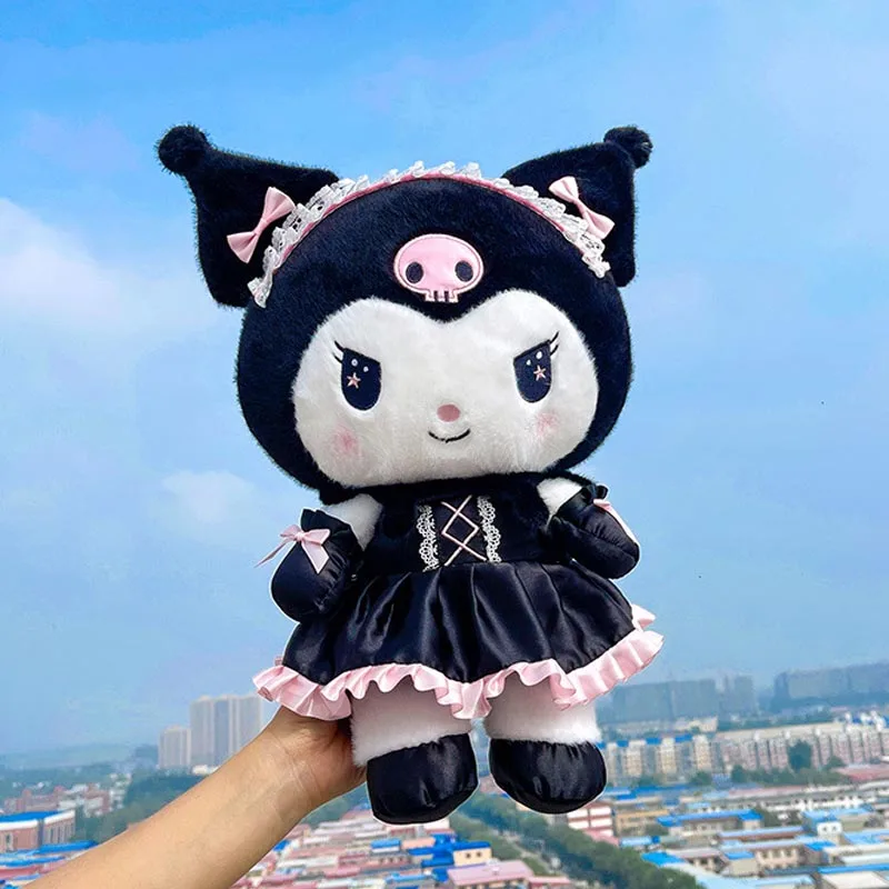 

45 см милая мультяшная кавайная темная униформа серии Sanrioed Kuromi плюшевая кукла подушка украшение подарок на день рождения игрушка