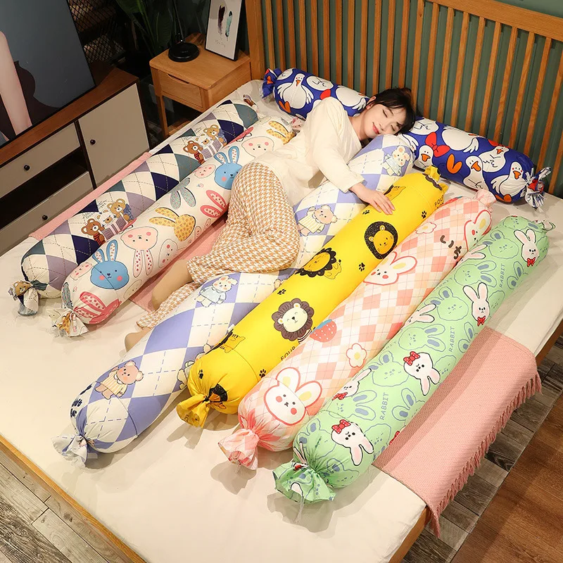 Lovely 60/120/150/180cm Long Large Cotton Pillow Candy Cylinder Waist Pillow Cervical Pillow Nap Couch Bed Sleeping Cushion
