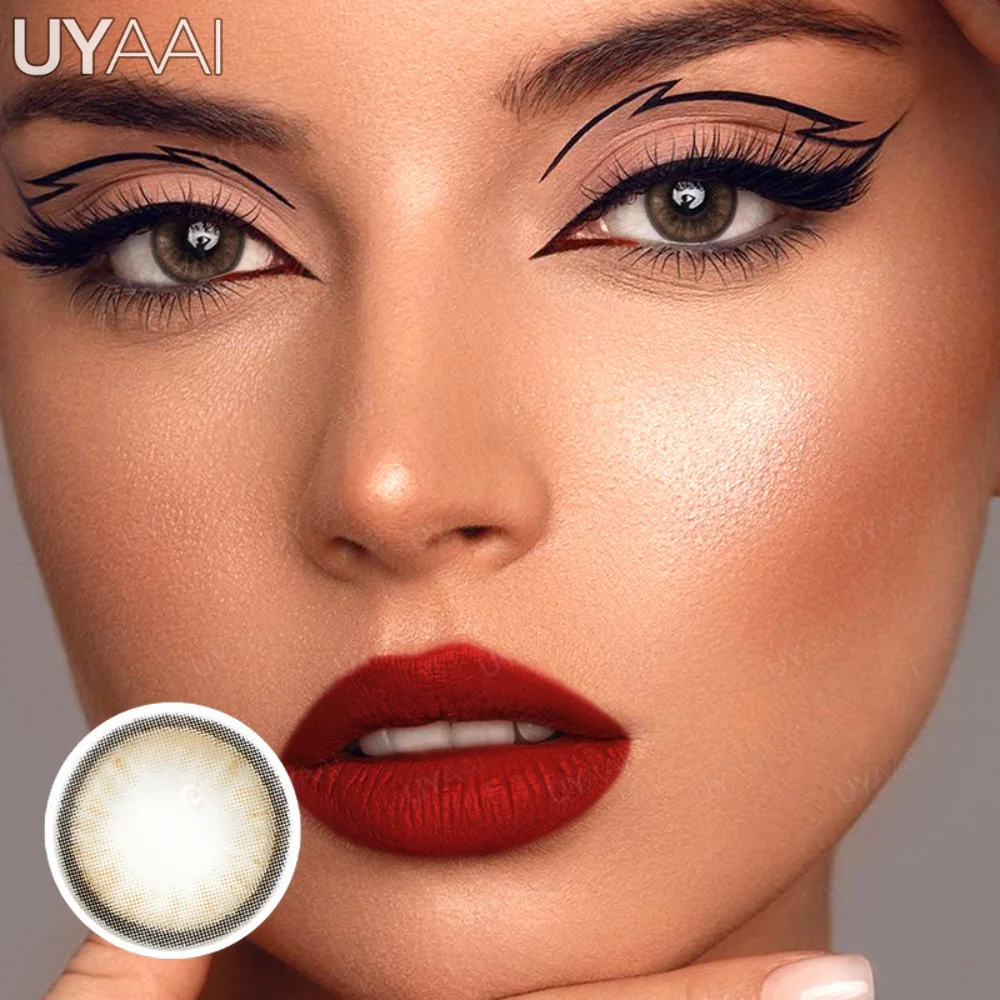 UYAAI 1 Paar farbige Kontaktlinsen für die Augen, natürliche braune Linsen, Schönheitslinsen, graue Linsen, Augenkontaktlinsen für Frauen, hochwertige Linsen – Detail 19