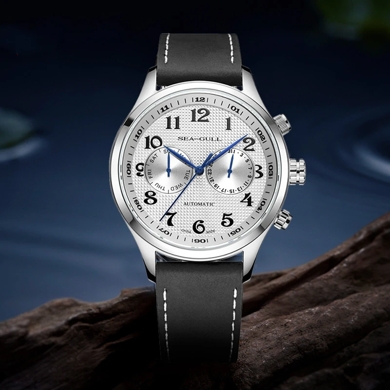 Relógio mecânico automático impermeável masculino, gaivota do mar, calendário, safira, casual, 50m, 42mm, venda quente, 2021, 6063