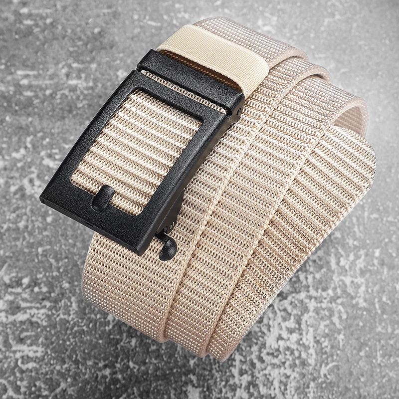 

Men's canvas belt with smooth buckle automatic buckle leather belt simple Korean version of the individual tide man youth studen