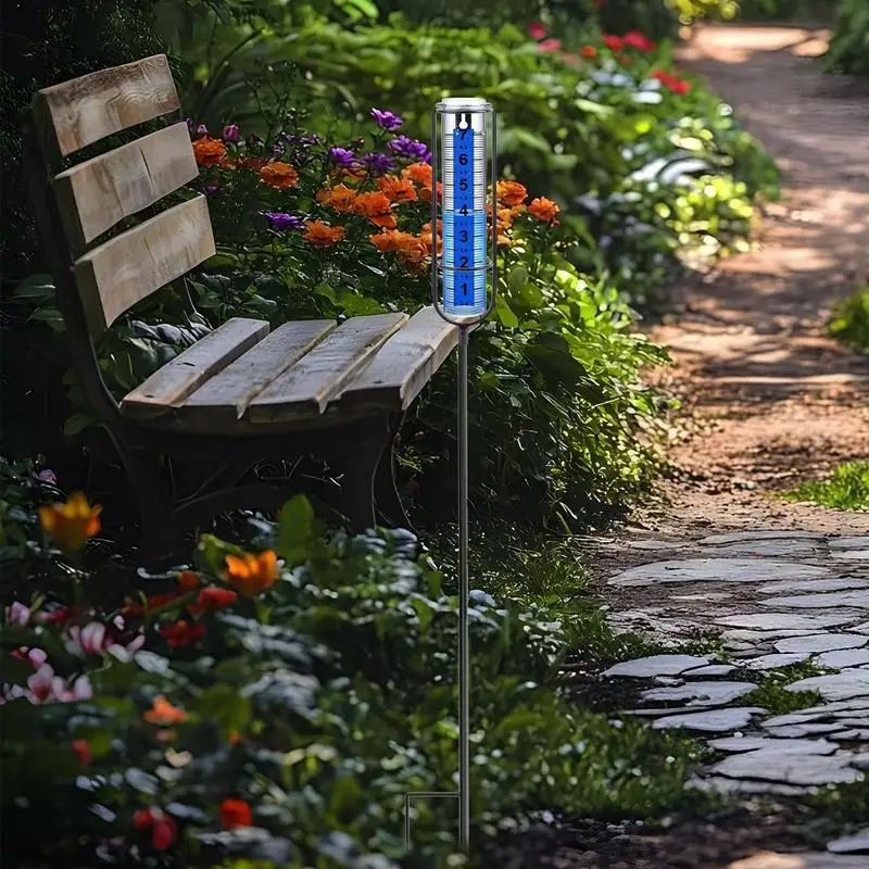 

Rain Gauge Adjustable Height Rain Measure Gauge With Stake Precipitation Monitor Large Clear Numbers Measuring Tool For Yard