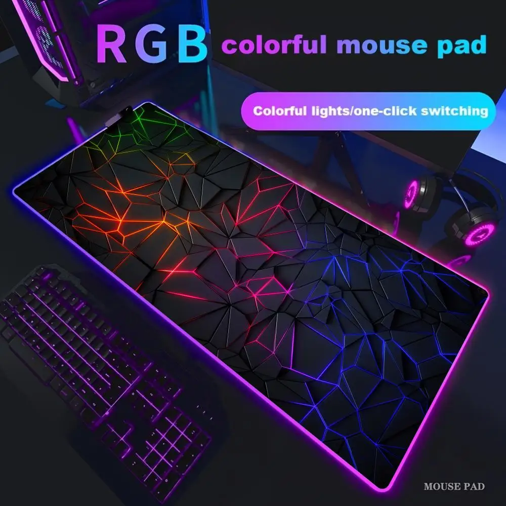 

Коврик для мыши Geometry Cracks XXL RGB игровой коврик для мыши Аксессуары для геймеров Большие коврики для мыши со светодиодной подсветкой Коврик для ПК Компьютерный стол с подсветкой