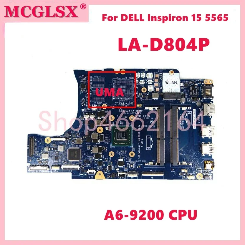 

LA-D804P With A6-9200 CPU Notebook Mainboard For DELL Inspiron 15 5565 Laptop Motherboard CN-0R586Y 100% Tested OK