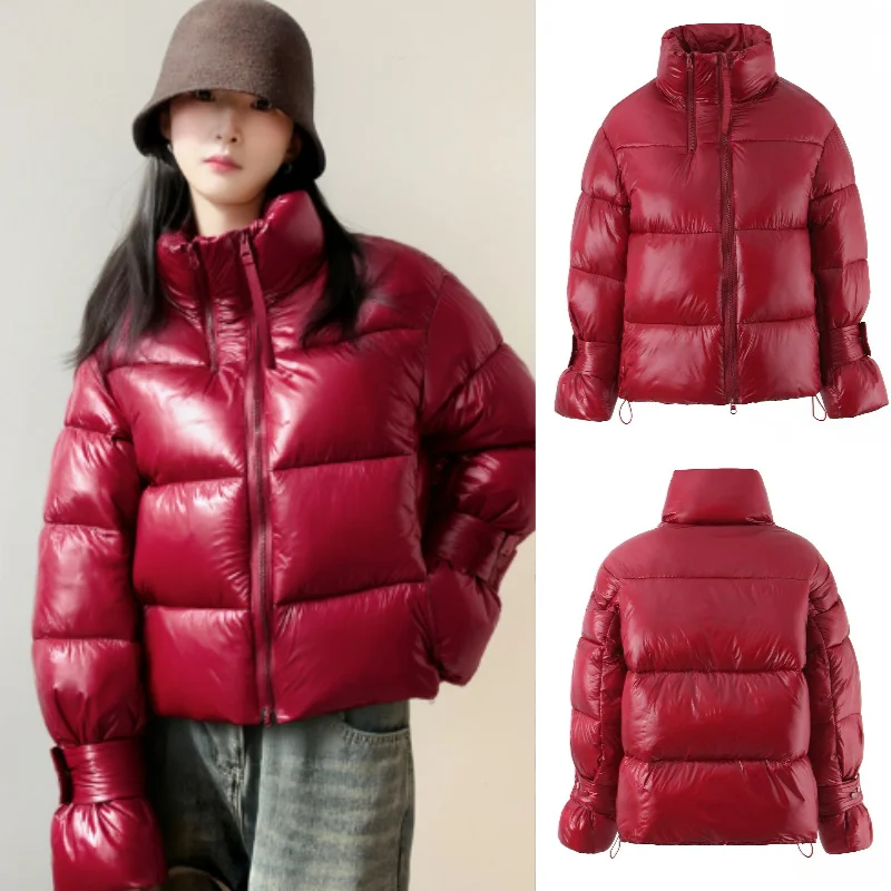 

Fall Fashion Trendy Sexy Stand Collar Double Zipper Bread Coat Cotton Jacket 2025 Sexy Stand Collar Double Zipper Cotton Jacket