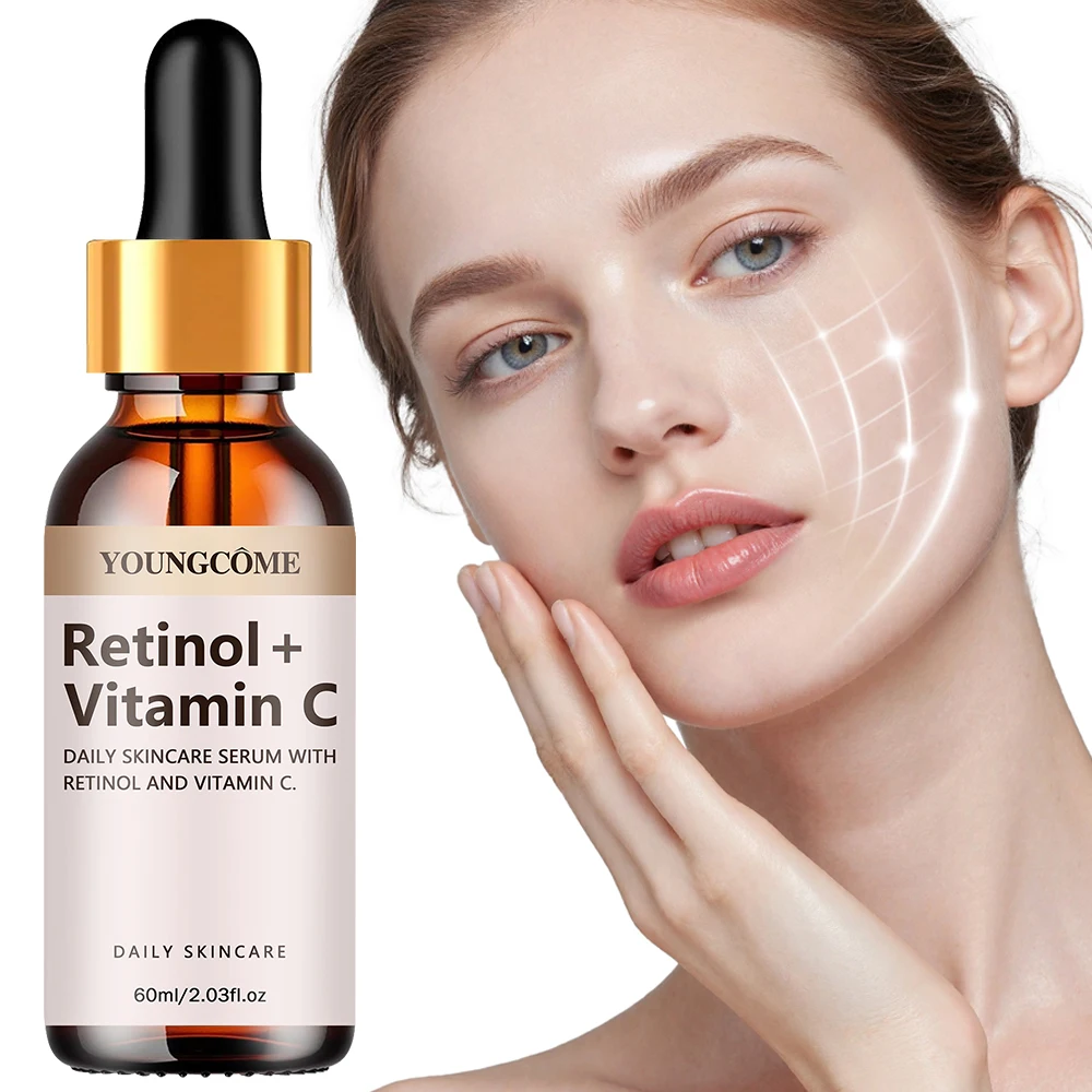 Sérum Diário para Cuidados com a Pele com Retinol e Vitamina C, Hidratante Facial Anti-Idade, Iluminador, Firmador e Suavizante de Linhas Finas